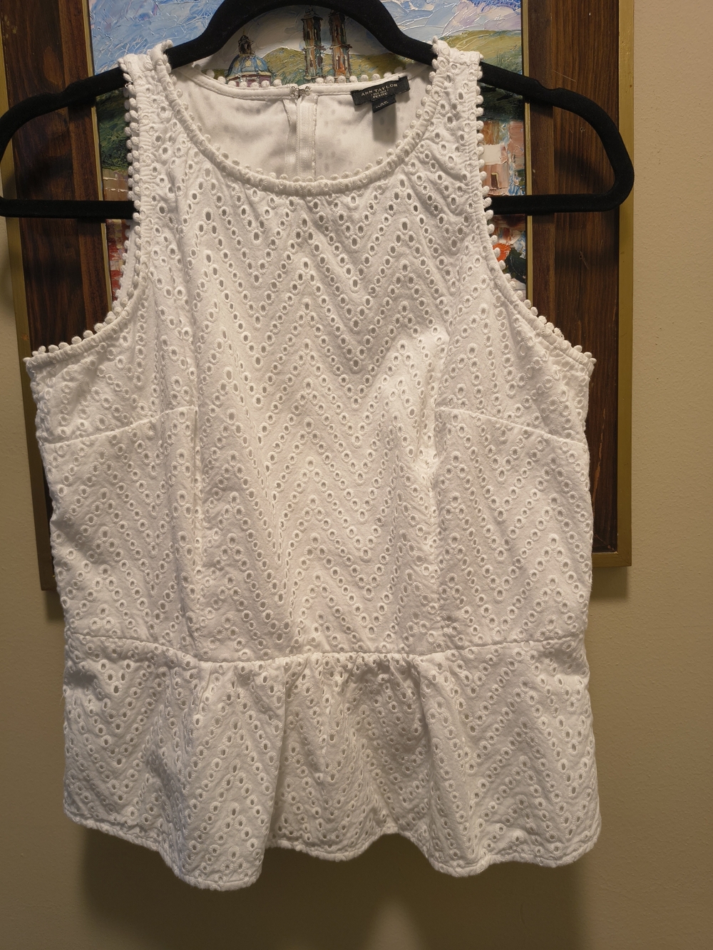 Ann Taylor White Eyelet Peplum Camisole